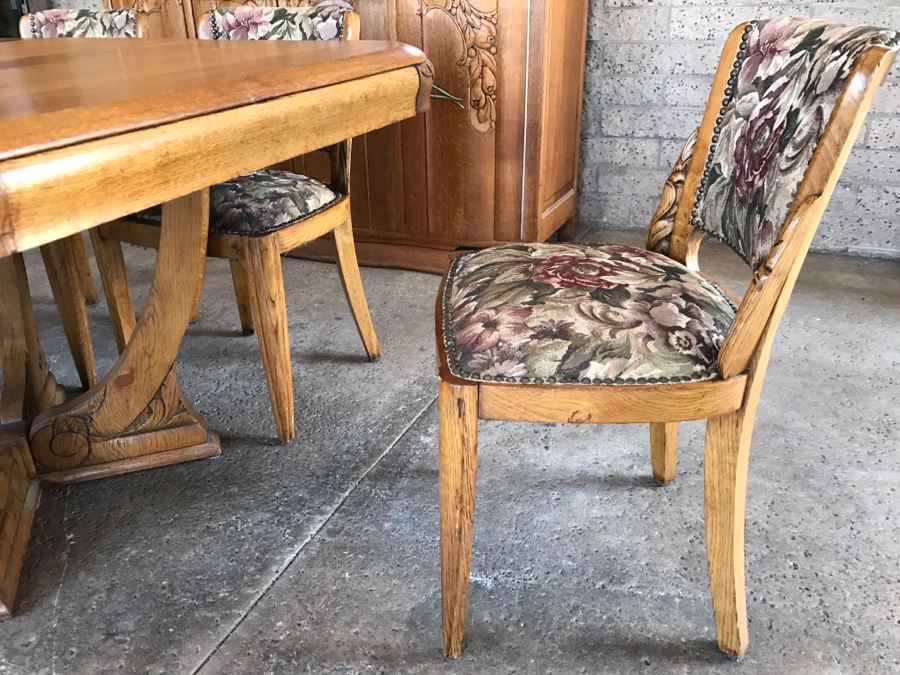Stunning Dutch Colonial Dining Room Set With Nicely Carved Marble Top China Cabinet, Dining Table And (6) Chairs [Photo 39]
