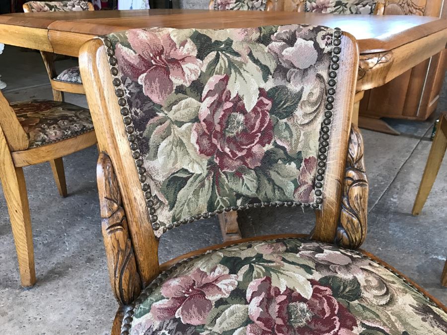 Stunning Dutch Colonial Dining Room Set With Nicely Carved Marble Top China Cabinet, Dining Table And (6) Chairs [Photo 38]