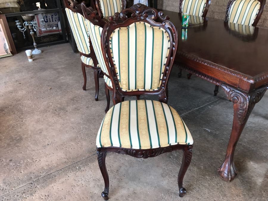 Formal Dining Table With Ball And Claw Feet Plus Two Leaves And (8) Chairs [Photo 14]
