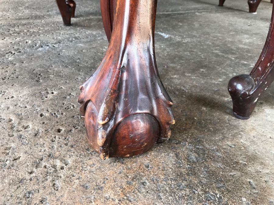 Formal Dining Table With Ball And Claw Feet Plus Two Leaves And (8) Chairs [Photo 12]