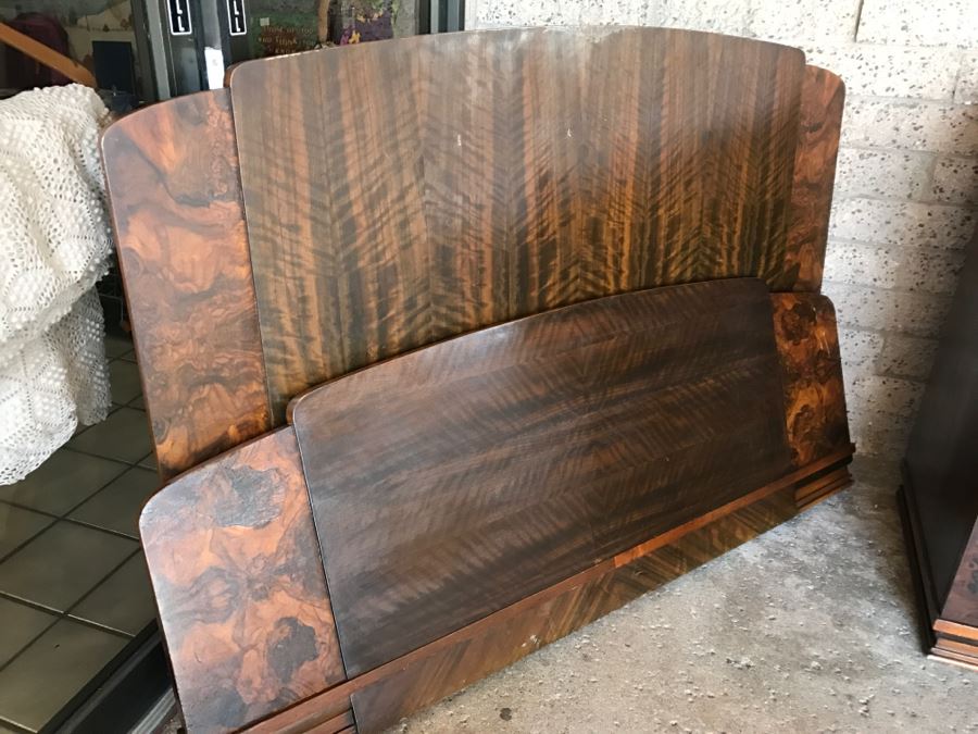 Art Deco Bedroom Set With Vanity And Bench, Dresser With Mirror, Gentleman's Dresser, Nightstand And Full Size Bed By Detroit Furniture Co [Photo 19]