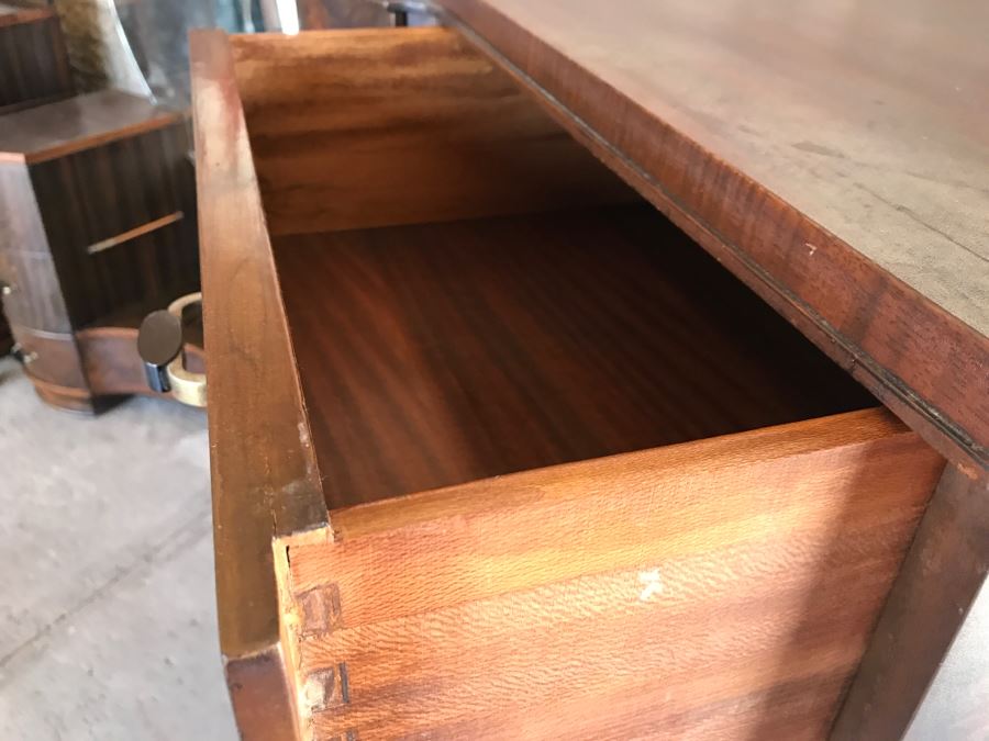 Art Deco Bedroom Set With Vanity And Bench, Dresser With Mirror, Gentleman's Dresser, Nightstand And Full Size Bed By Detroit Furniture Co [Photo 30]