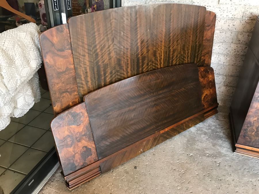 Art Deco Bedroom Set With Vanity And Bench, Dresser With Mirror, Gentleman's Dresser, Nightstand And Full Size Bed By Detroit Furniture Co [Photo 20]