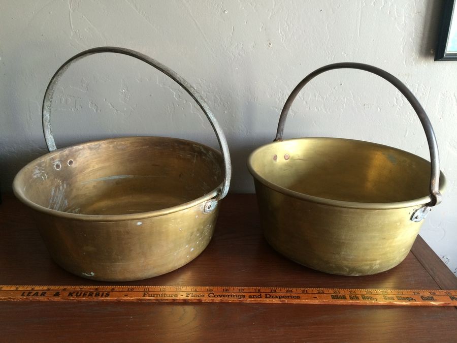 Large Brass Copper Pots with Handles [Photo 1]