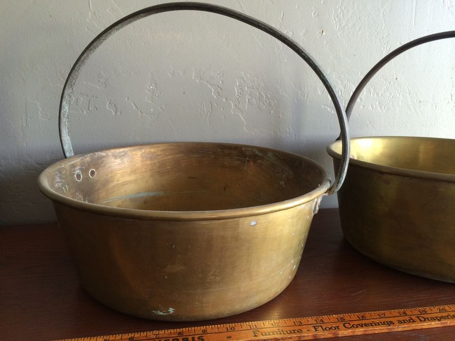 Large Brass Copper Pots with Handles [Photo 2]