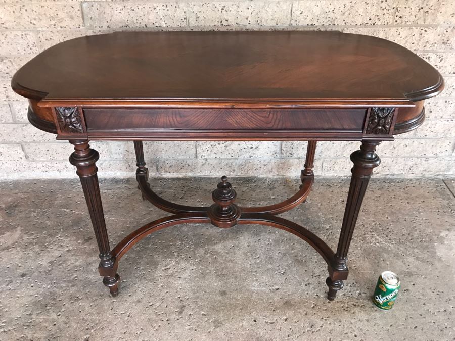 Vintage Wooden Table With Drawer 45'W X 26'D X 29'H [Photo 5]
