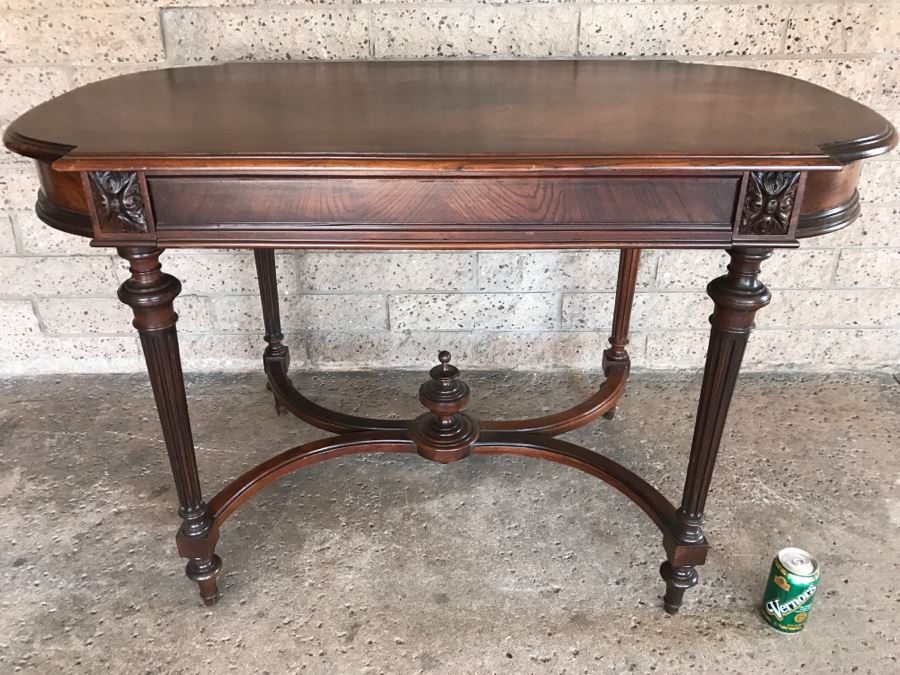 Vintage Wooden Table With Drawer 45'W X 26'D X 29'H [Photo 1]