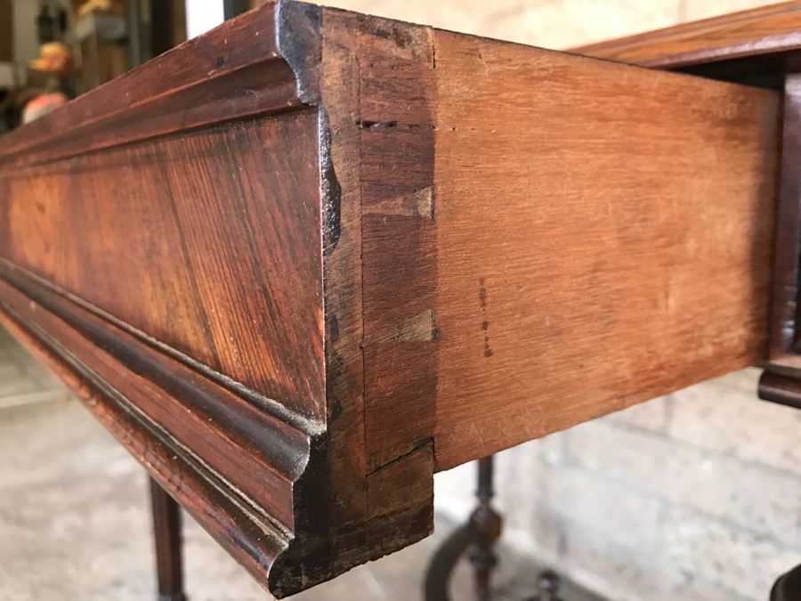 Vintage Wooden Table With Drawer 45'W X 26'D X 29'H [Photo 2]