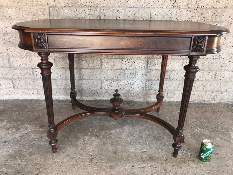 Vintage Wooden Table With Drawer 45'W X 26'D X 29'H [Photo 3]