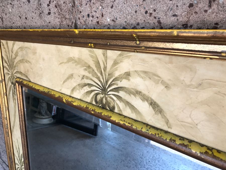 Vintage Beveled Glass Wall Mirror Palm Tree Motif 45' X 53.5' [Photo 8]
