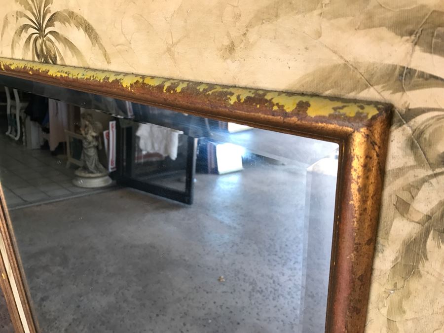 Vintage Beveled Glass Wall Mirror Palm Tree Motif 45' X 53.5' [Photo 10]
