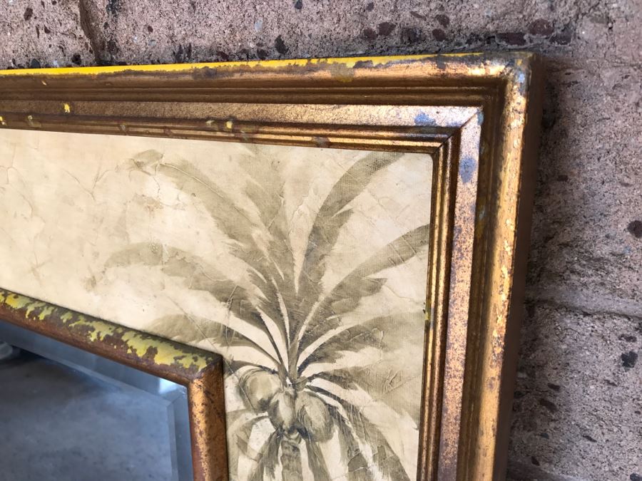 Vintage Beveled Glass Wall Mirror Palm Tree Motif 45' X 53.5' [Photo 6]