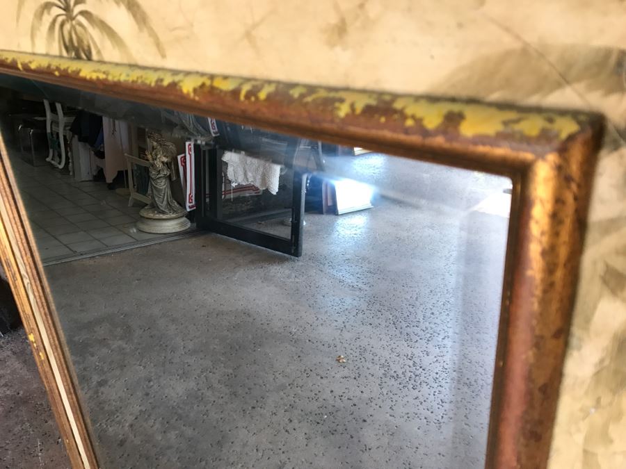 Vintage Beveled Glass Wall Mirror Palm Tree Motif 45' X 53.5' [Photo 9]