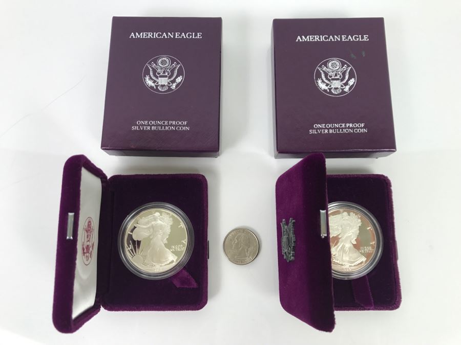 Pair Of Proof Silver American Eagle 1Oz Coins 1992 [Photo 2]