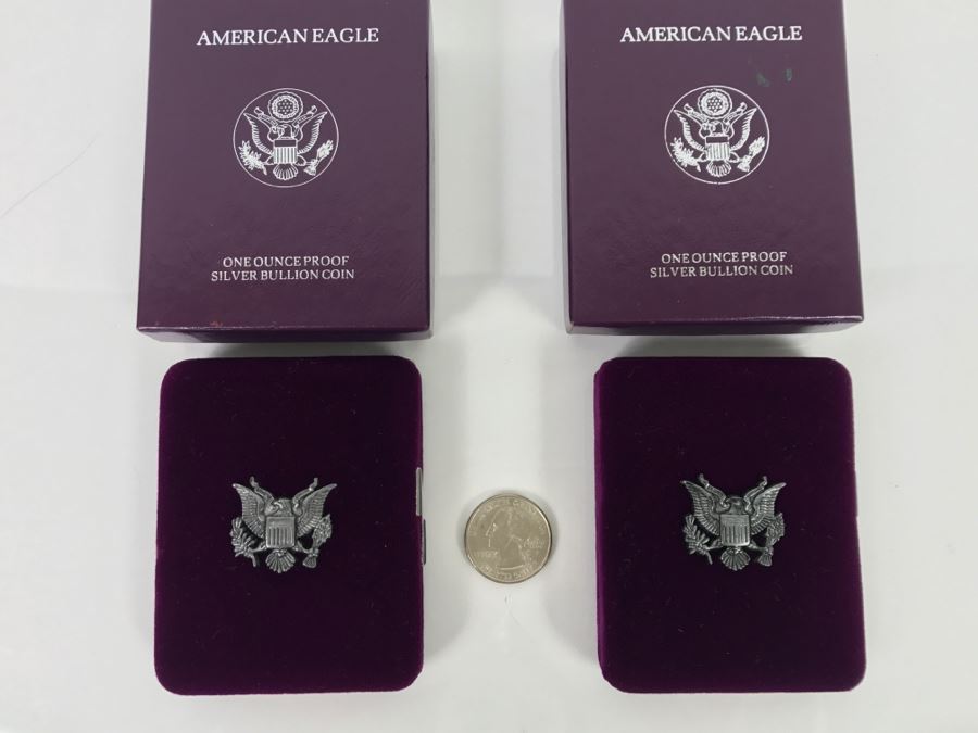 Pair Of Proof Silver American Eagle 1Oz Coins 1992 [Photo 8]