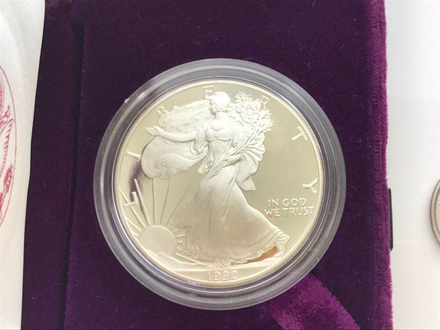 Pair Of Proof Silver American Eagle 1Oz Coins 1992 [Photo 4]
