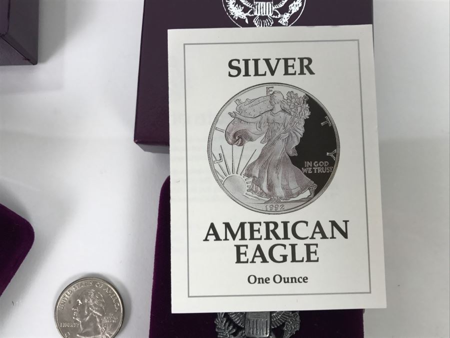 Pair Of Proof Silver American Eagle 1Oz Coins 1992 [Photo 11]
