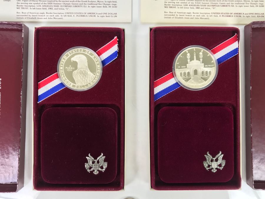 Pair Silver Coins From US 1984 Olympics [Photo 2]