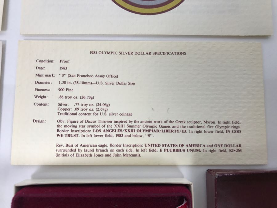 Pair Silver Coins From US 1984 Olympics [Photo 8]