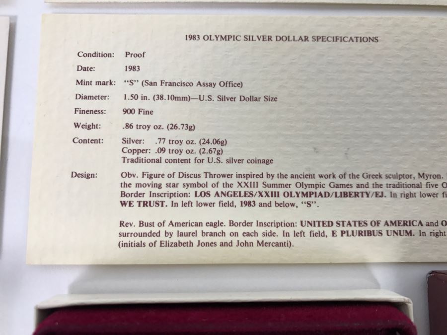 Pair Silver Coins From US 1984 Olympics [Photo 9]