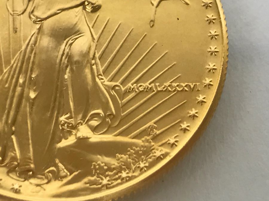 1986 1oz Fine Gold American Eagle $50 Coin Uncirculated - Has Reserve [Photo 3]