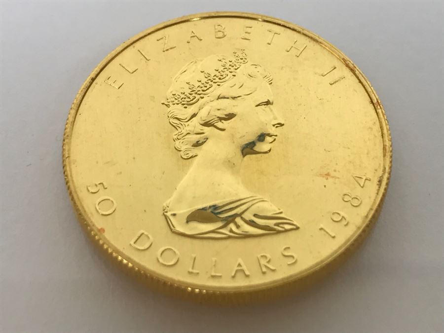1984 Canada 1oz 50 Dollar Maple Leaf Gold Coin Uncirculated - Has Reserve [Photo 2]