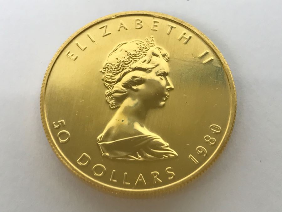 1980 Canada 1oz 50 Dollar Maple Leaf Gold Coin Uncirculated - Has