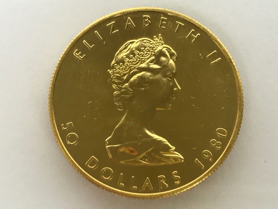 1980 Canada 1oz 50 Dollar Maple Leaf Gold Coin Uncirculated - Has Reserve [Photo 1]