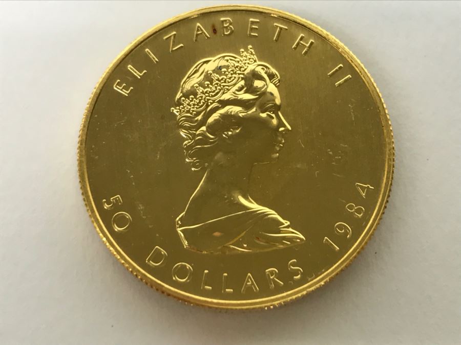 1984 Canada 1oz 50 Dollar Maple Leaf Gold Coin Uncirculated - Has Reserve [Photo 2]