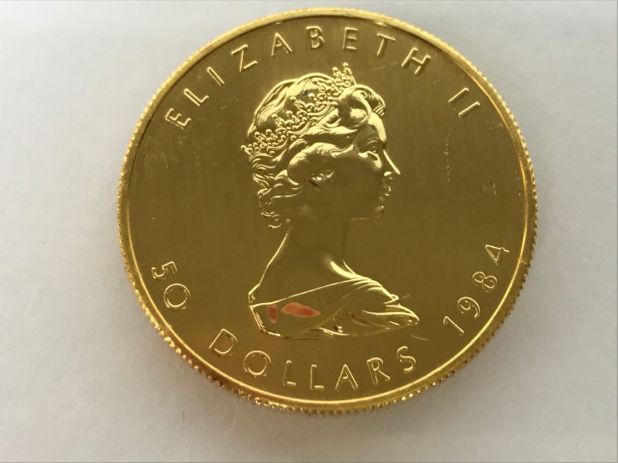 1984 Canada 1oz 50 Dollar Maple Leaf Gold Coin Uncirculated - Has Reserve [Photo 2]