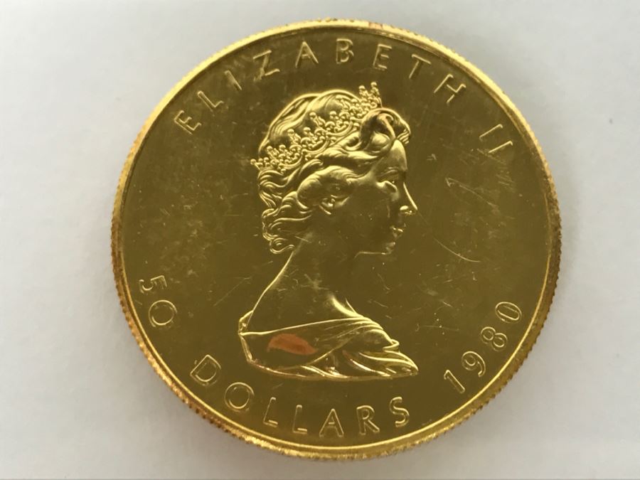 1980 Canada 1oz 50 Dollar Maple Leaf Gold Coin Uncirculated - Has Reserve [Photo 1]