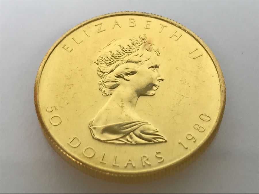 1980 Canada 1oz 50 Dollar Maple Leaf Gold Coin Uncirculated - Has Reserve [Photo 2]