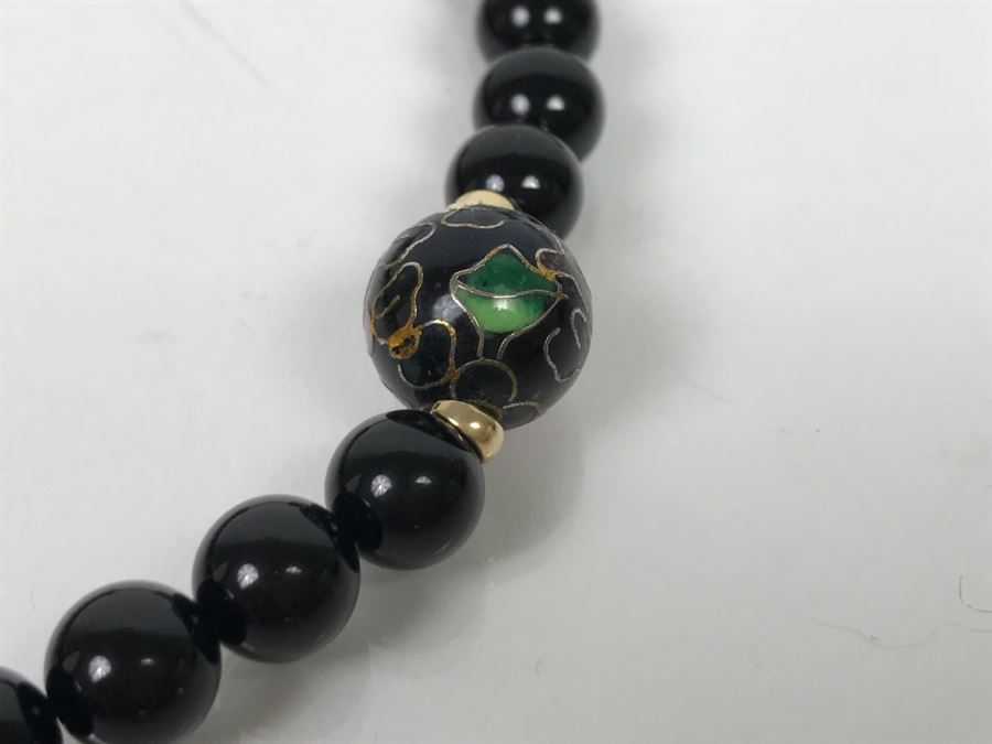 Black Bead Cloisonne Necklace New Old Stock [Photo 5]