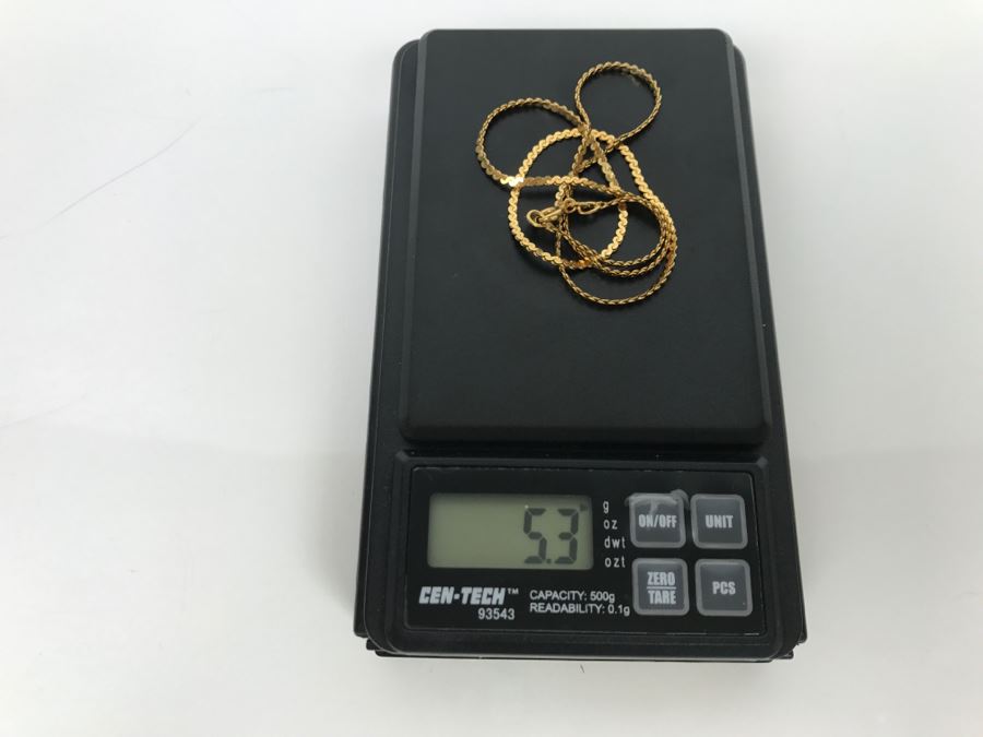 18K Yellow Gold Chain Choker Necklace 5.3g [Photo 8]