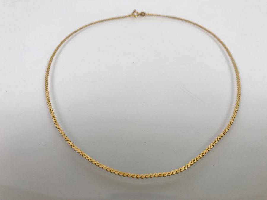 18K Yellow Gold Chain Choker Necklace 5.3g [Photo 6]