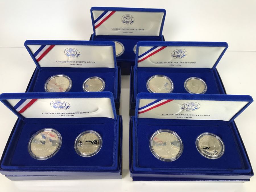 (5) 1986 US Liberty Coins Sets With Liberty Silver Dollar And Liberty Half Dollar [Photo 6]