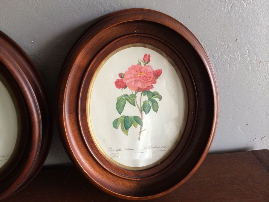 Vintage Wooden Oval Framed Floral Prints [Photo 3]
