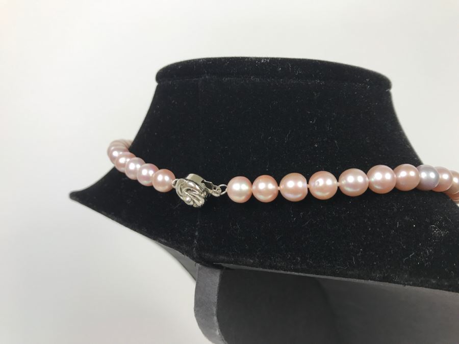 Chinese Pink Pearl Necklace With Paperwork And Original Box [Photo 21]