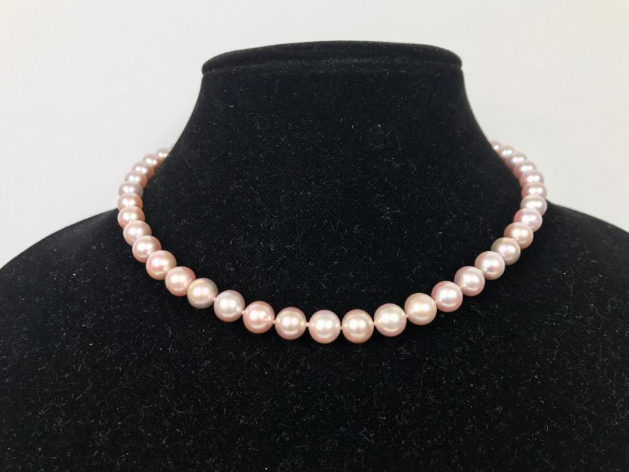 Chinese Pink Pearl Necklace With Paperwork And Original Box [Photo 20]