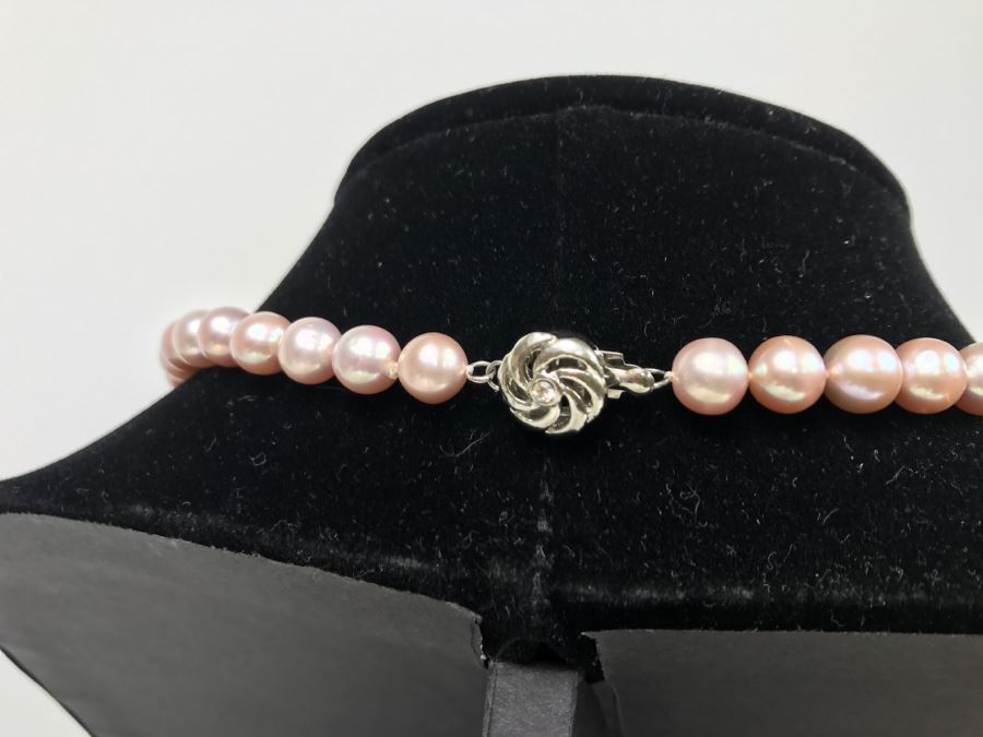 Chinese Pink Pearl Necklace With Paperwork And Original Box [Photo 22]