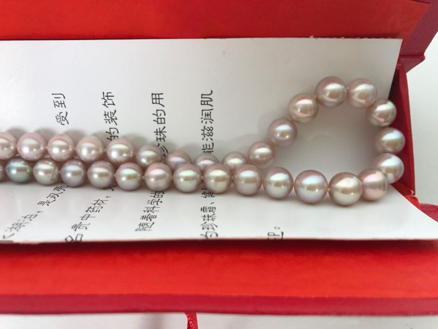 Chinese Pink Pearl Necklace With Paperwork And Original Box [Photo 6]