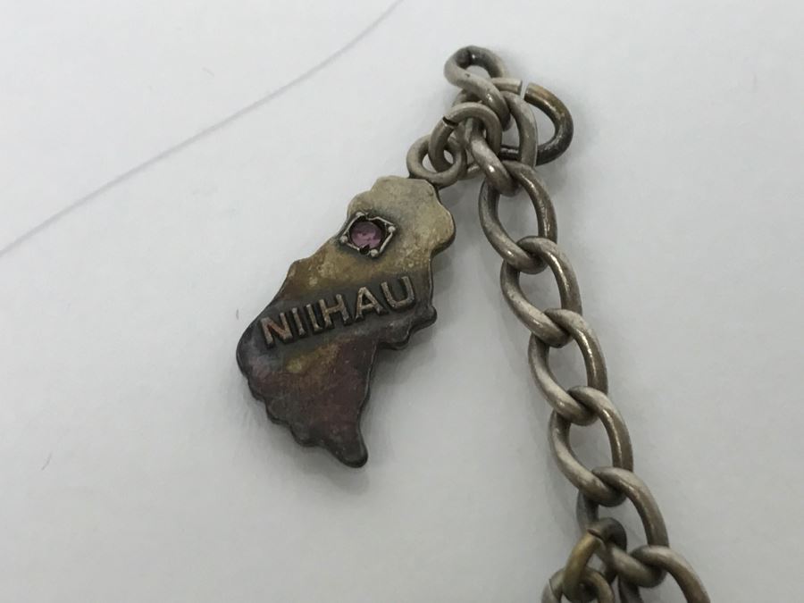 Vintage Sterling Silver Hawaiian Island Charm Bracelet With Stones 20.3g [Photo 4]