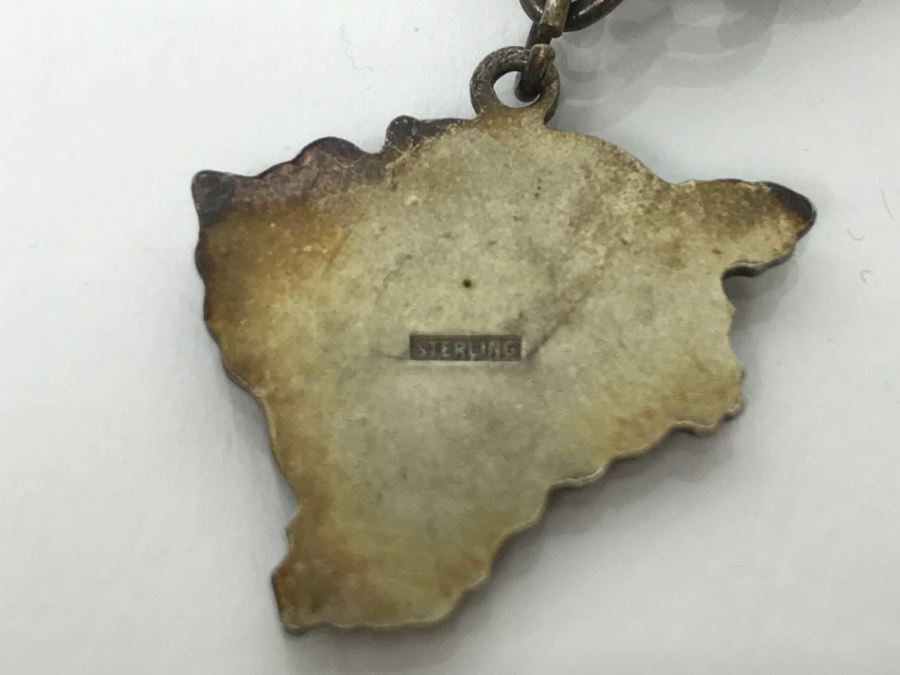 Vintage Sterling Silver Hawaiian Island Charm Bracelet With Stones 20.3g [Photo 11]