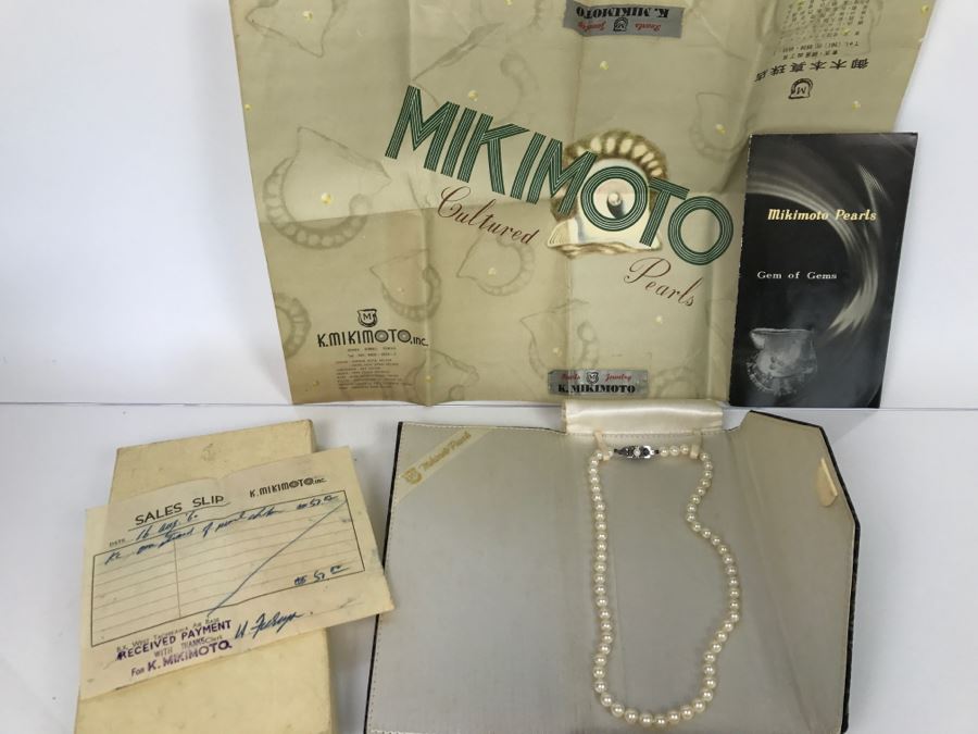 MIKIMOTO Cultured Pearls With Original Documenation From Japan Gem Of Gems Purchased In 1960 16' Choker Strand Necklace Estimate $1,000-$2,000 [Photo 8]