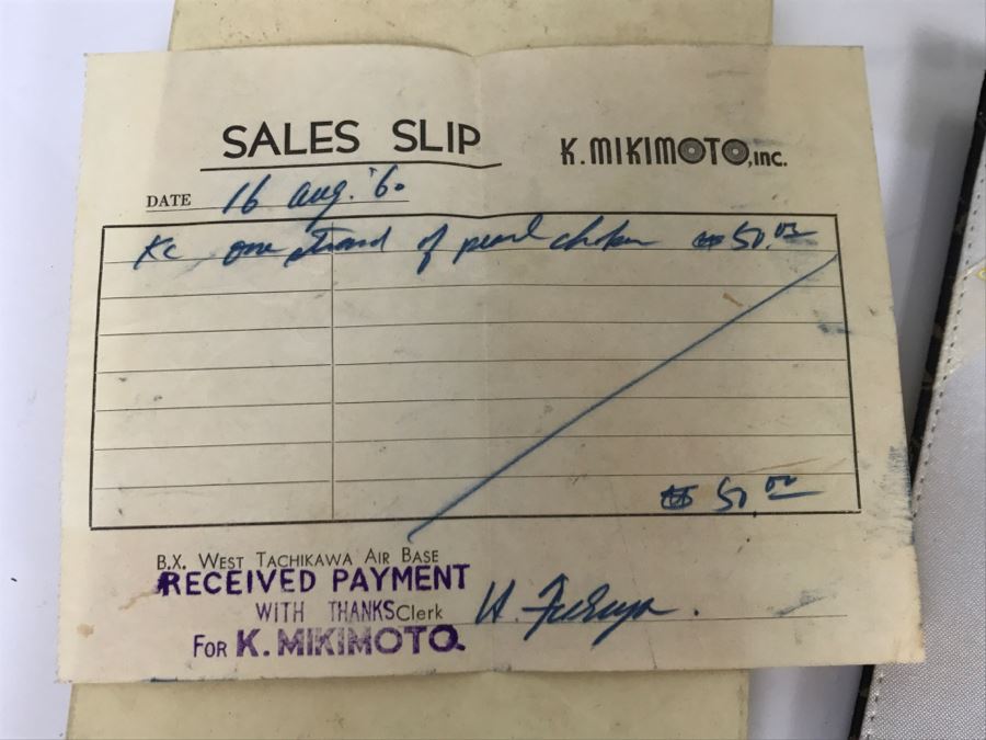 MIKIMOTO Cultured Pearls With Original Documenation From Japan Gem Of Gems Purchased In 1960 16' Choker Strand Necklace Estimate $1,000-$2,000 [Photo 2]