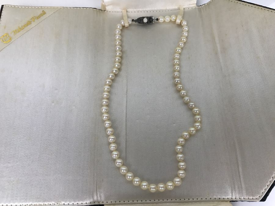 MIKIMOTO Cultured Pearls With Original Documenation From Japan Gem Of Gems Purchased In 1960 16' Choker Strand Necklace Estimate $1,000-$2,000 [Photo 10]