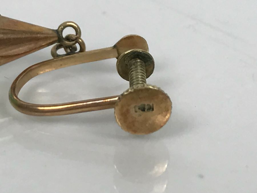 Vintage Pair Of 14K Gold Teardrop Jade Stone Earrings 5.9g FMV $200 [Photo 14]