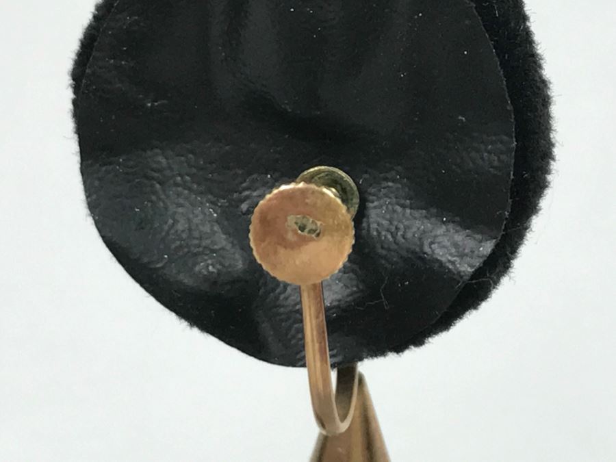 Vintage Pair Of 14K Gold Teardrop Jade Stone Earrings 5.9g FMV $200 [Photo 9]