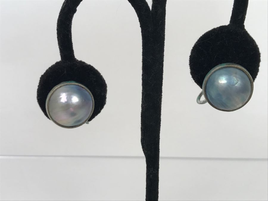 Vintage Sterling Silver Pearl Ring With Matching Earrings 13g [Photo 15]