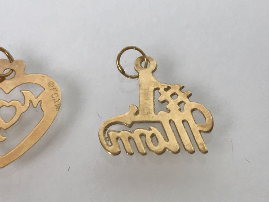 Pair Of 14K Yellow Gold Mom Pendants 0.5g [Photo 6]